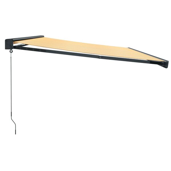 vidaXL Uttrekkbar markise gul og hvit 5x3 m stoff og aluminium