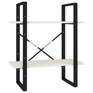 vidaXL Bokhylle 2 niv&aring;er hvit 60x30x70 cm heltre furu