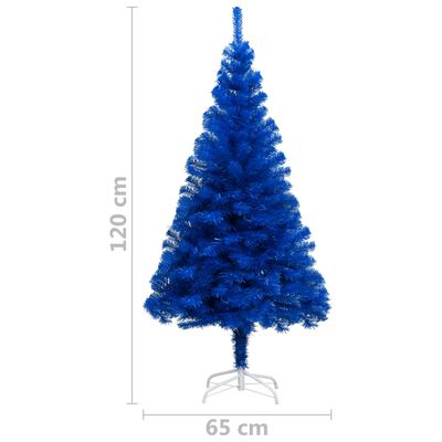 vidaXL Forhåndsbelyst kunstig juletre med kulesett blå 120 cm PVC