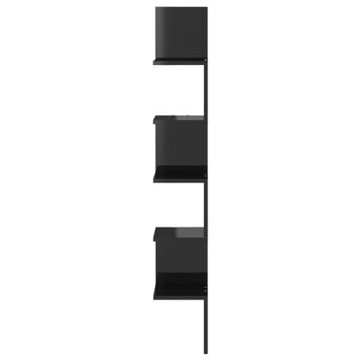 vidaXL Veggmontert hjørnehylle høyglans svart 20x20x127,5 cm sponplate