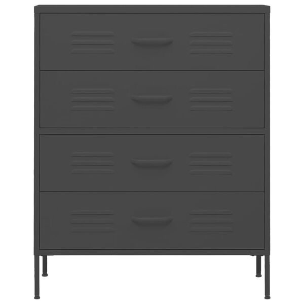 vidaXL Kommode antrasitt 80x35x101,5 cm st&aring;l