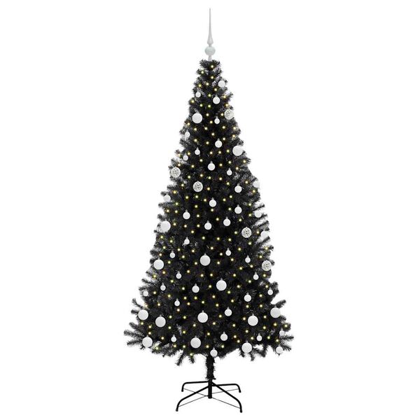 vidaXL Juletre med 300 LED med stativ Svart 180 cm PVC