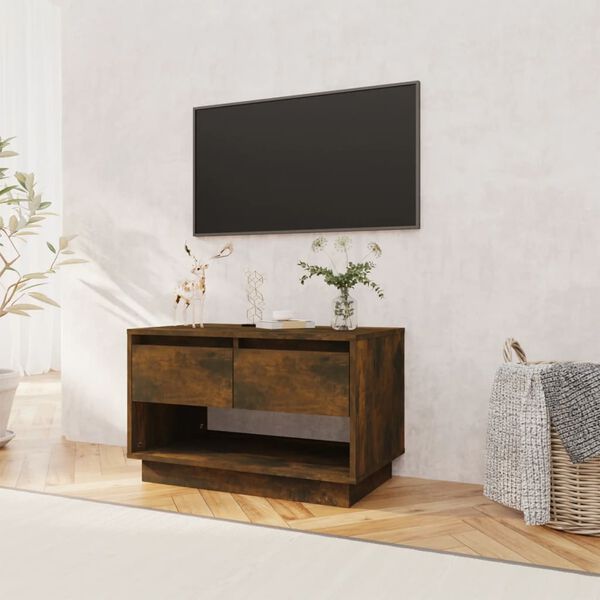 vidaXL TV-benk røkt eik 70x41x44 cm konstruert tre