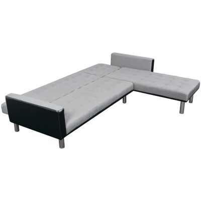 vidaXL L-formet sovesofa stoff svart og grå
