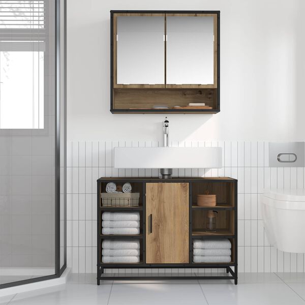 vidaXL Baderomsinnredningssett 2 pcs Artisan Eik Konstruert tre