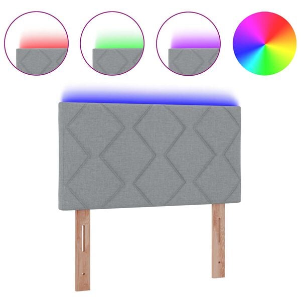 vidaXL Hodegavl med LED -stripelys med hodegjerde Lysegr&aring; 90 cm stoff