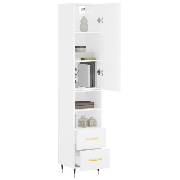 vidaXL Highboard hvit 34,5x34x180 cm konstruert tre