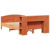 vidaXL Seng med bokhylle uten madrass voksbrun 135x190 cm heltre furu