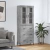 vidaXL Highboard betonggr&aring; 69,5x34x180 cm konstruert tre