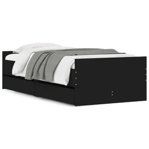 vidaXL Sengeramme med skuffer svart 75x190 cm