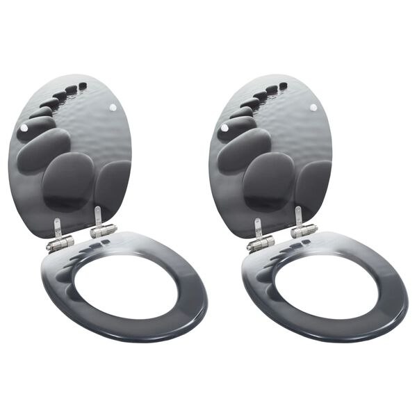 vidaXL Toalettsete med myk lukkefunksjon 2 stk MDF steindesign