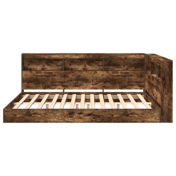 vidaXL Bokhylle Seng med lagring R&oslash;kt eik 140 x 200 cm Konstruert tre