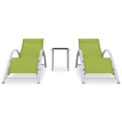 vidaXL Solsenger 2 stk med bord aluminium grønn