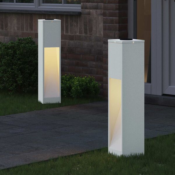 vidaXL Solcelle LED Stibelys 2 pcs Hvit Kaldvalset st&aring;l