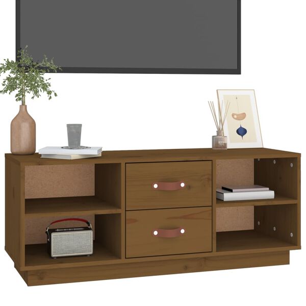 vidaXL TV-benk honningbrun 100x34x40 cm heltre furu