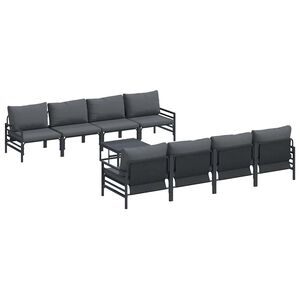 vidaXL Hagesofa Set med pute 9 pcs Svart St&aring;l