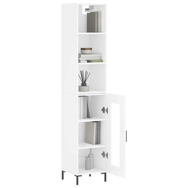 vidaXL Highboard h&oslash;yglans hvit 34,5x34x180 cm konstruert tre