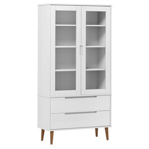 vidaXL Vitrine MOLDE hvit 90x35x175 cm heltre furu