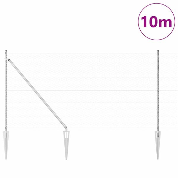 vidaXL Gjerde med innlegg. s&oslash;lv 1.2 x 10 m PVC-belagt st&aring;l