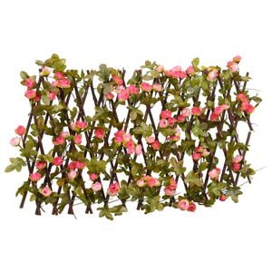 vidaXL&nbsp;Utvidbart espalier med kunstig ef&oslash;y m&oslash;rkerosa gr&oslash;nn 180x20 cm