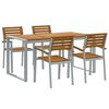 vidaXL Hage Spisegruppe 5 pcs Gr&aring; Solid akasietre