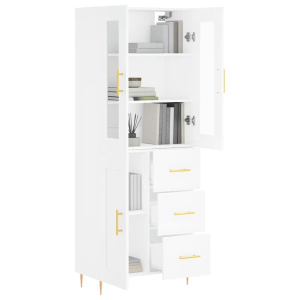 vidaXL Highboard hvit 69,5x34x180 cm konstruert tre