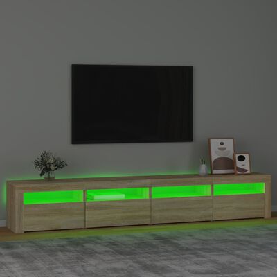 vidaXL TV-benk med LED-lys sonoma eik 240x35x40 cm