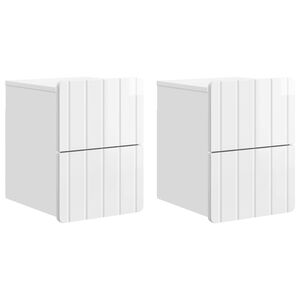 vidaXL Vegghengt Nattbord 2 pcs H&oslash;gglans hvit 33 x 34,5 x 43 cm