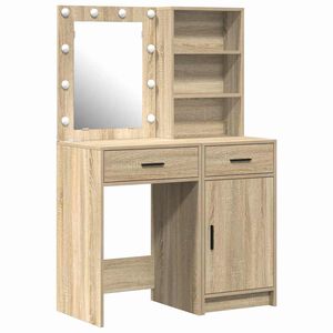 vidaXL Dressingbordsett med LED 2 stk. Sonoma eik Konstruert tre