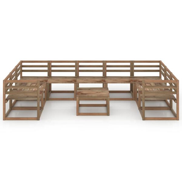 vidaXL Hagem&oslash;belsett 10 deler brun impregnert furu