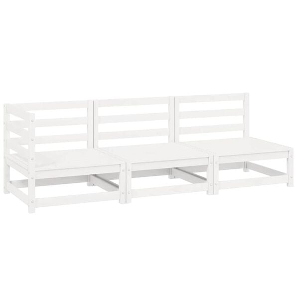 vidaXL Hagesofagruppe 3 deler hvit heltre furu