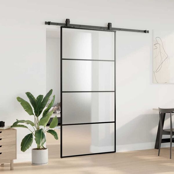 vidaXL Skyved&oslash;r med monteringssett svart 102,5x205 cm ESG-glass