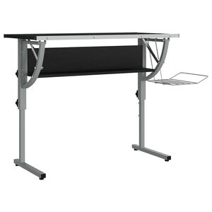 vidaXL Arbeidspult 110x53x(58-87) svart og gr&aring; konstruert tre og st&aring;l
