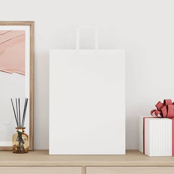 vidaXL Papirposer 50 stk med h&aring;ndtak hvit 32x17x44 cm