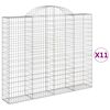 vidaXL Gabionkurver buede 11 stk 200x30x160/180 cm galvanisert jern