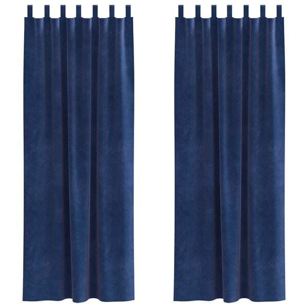 vidaXL Blendingsgardiner 2 pcs M&oslash;rkebl&aring; 140 x 225 cm Fl&oslash;yel