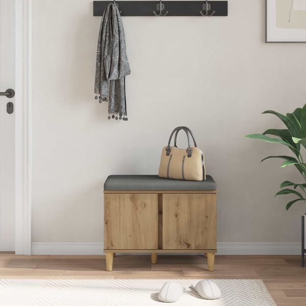 vidaXL Gangbenk med pute med lagring Artisan Eik 60 x 38 x 46 cm