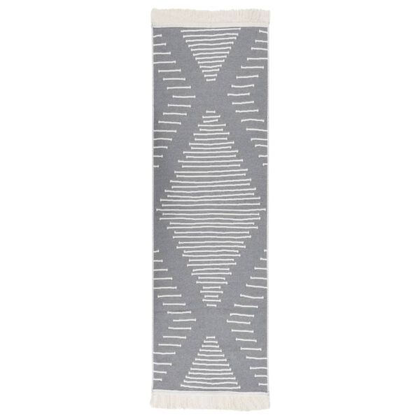 vidaXL Teppe m&oslash;rkegr&aring; 80x300 cm bomull