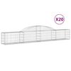 vidaXL Gabionkurver buede 20 stk 300x30x40/60 cm galvanisert jern