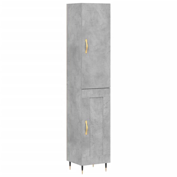 vidaXL Highboard betonggr&aring; 34,5x34x180 cm konstruert tre