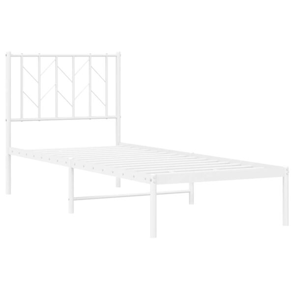 vidaXL Sengeramme i metall uten madrass med hodegavl hvit 75x190 cm