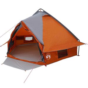 vidaXL Teepee telt 4-person med tak Gr&aring; og Oransje 388 x 320 x 169 cm