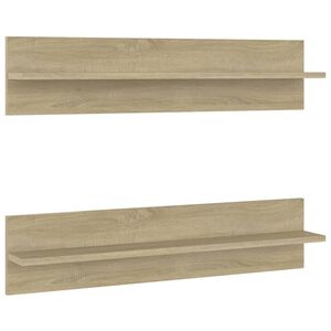 vidaXL Vegghyller 2 stk sonoma eik 80x11,5x18 cm konstruert tre