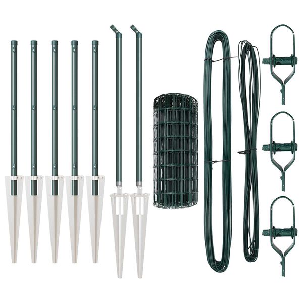 vidaXL Gjerde med stolpe gr&oslash;nn 0,4 x 10 m St&aring;l og PVC