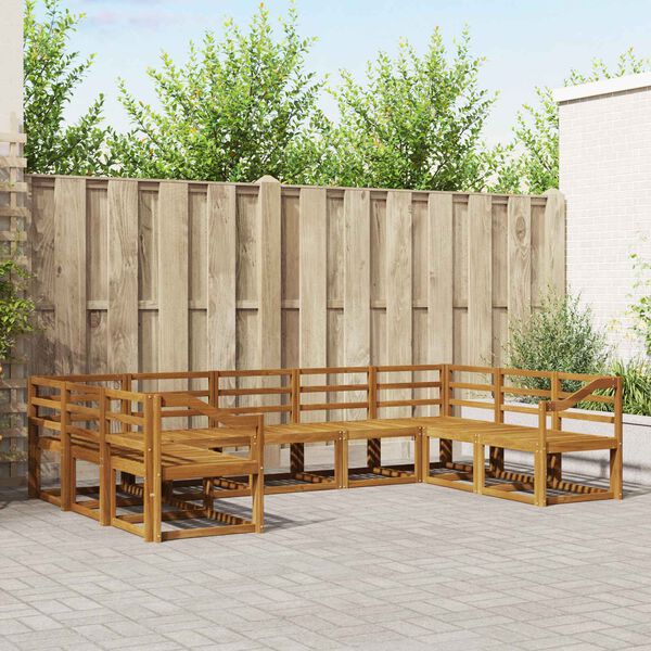 vidaXL Utend&oslash;rs sofa-sett 9 pcs Naturlig Solid akasietre