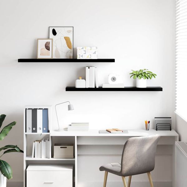vidaXL Flytende vegghyller 2 stk h&oslash;yglans svart 120x23,5x3,8 cm MDF