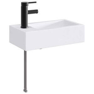 vidaXL Baderomsvask med kran og avl&oslash;p Matt Svart 45,5 x 25,5 x 13 cm