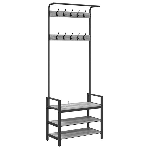 vidaXL Kleshenger med hylle Grå sonoma 75 x 34 x 184 cm Konstruert tre