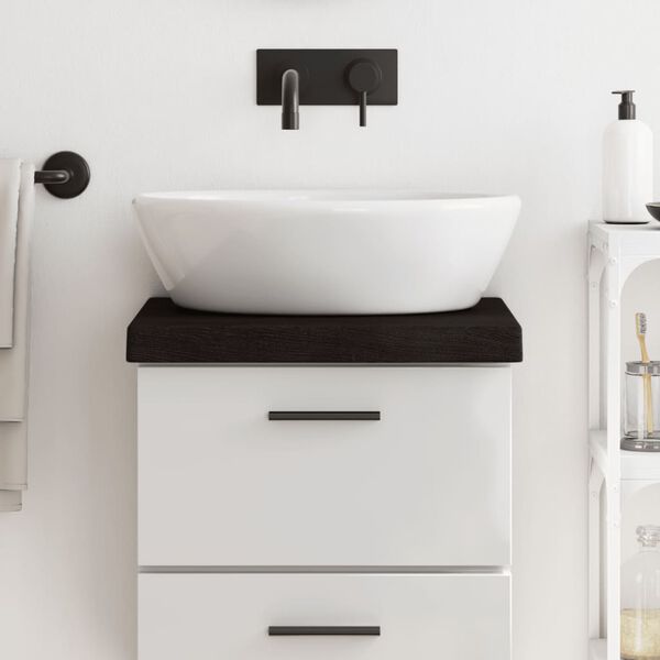 vidaXL Benkeplate til bad mørkebrun 40x30x(2-6) cm behandlet heltre