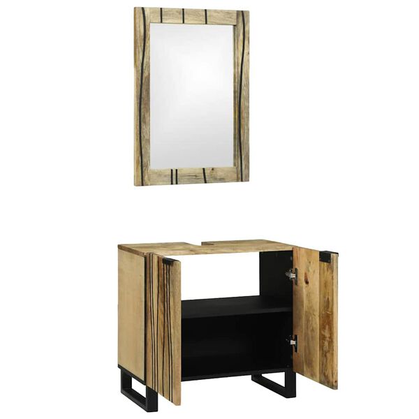 vidaXL Baderomsinnredningssett med hylle 2 pcs Brun Konstruert tre